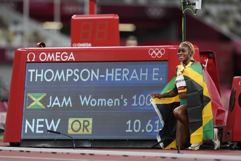 Thompson-Herah repeats as 100m champion in record-time