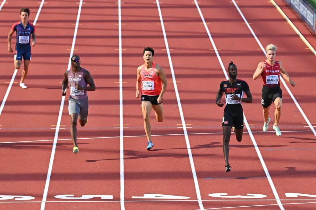 World Athletics Championships Oregon USA : Jereem Richards leads 200m heat